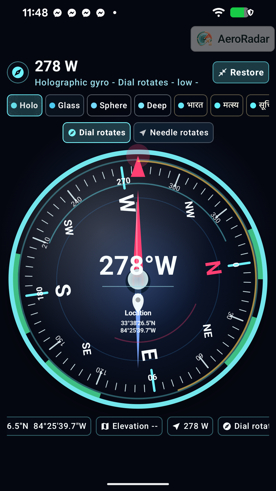 Dedicated full-screen magnetic compass