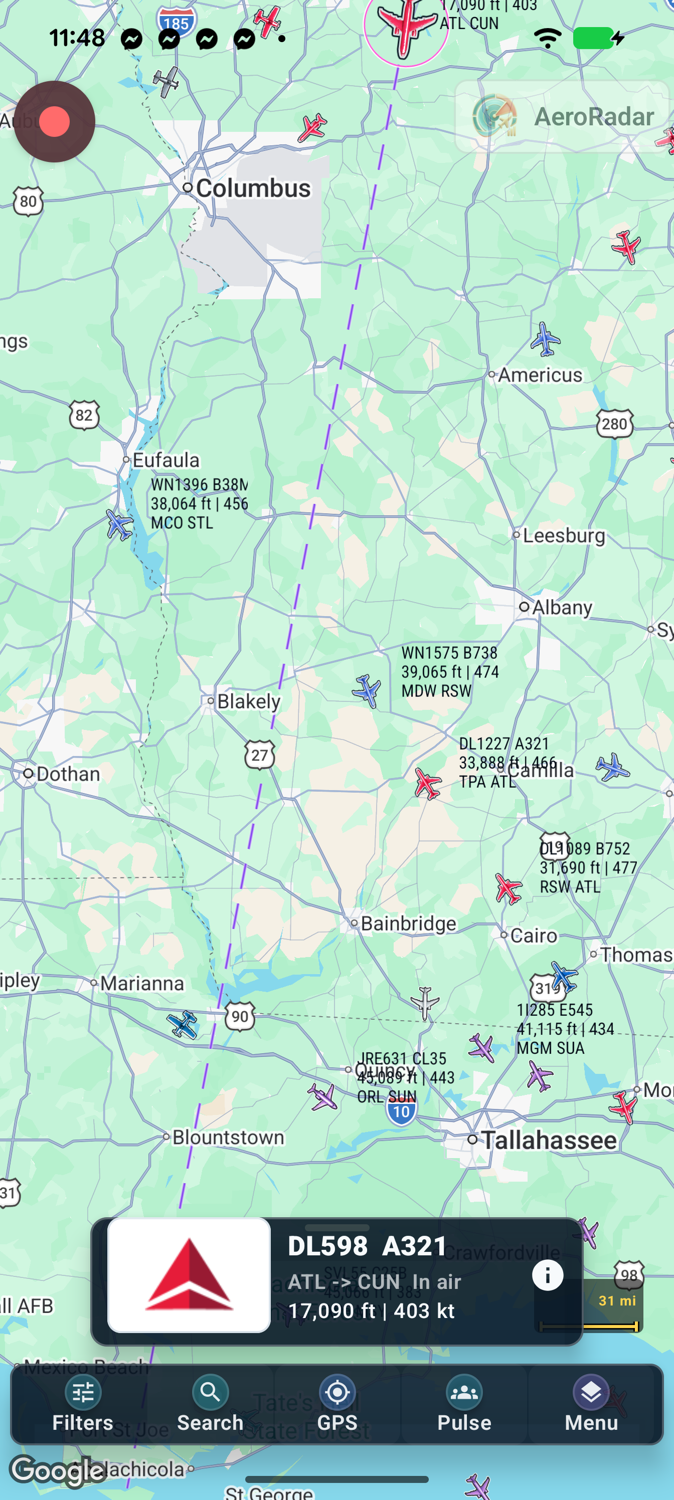 Smallest flight strip: identity, route and current summary.