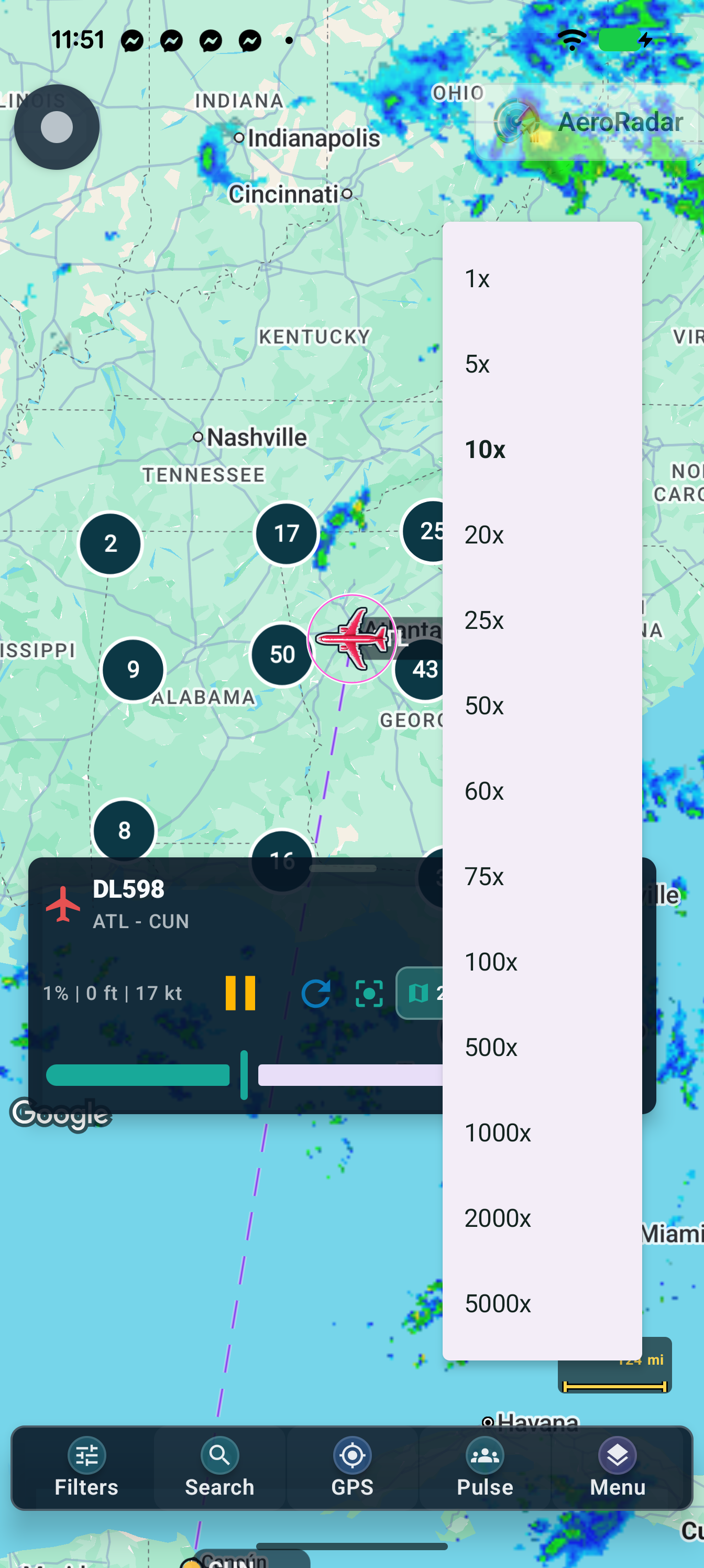 Playback speed menu. Choose a slower speed when inspecting an individual segment.