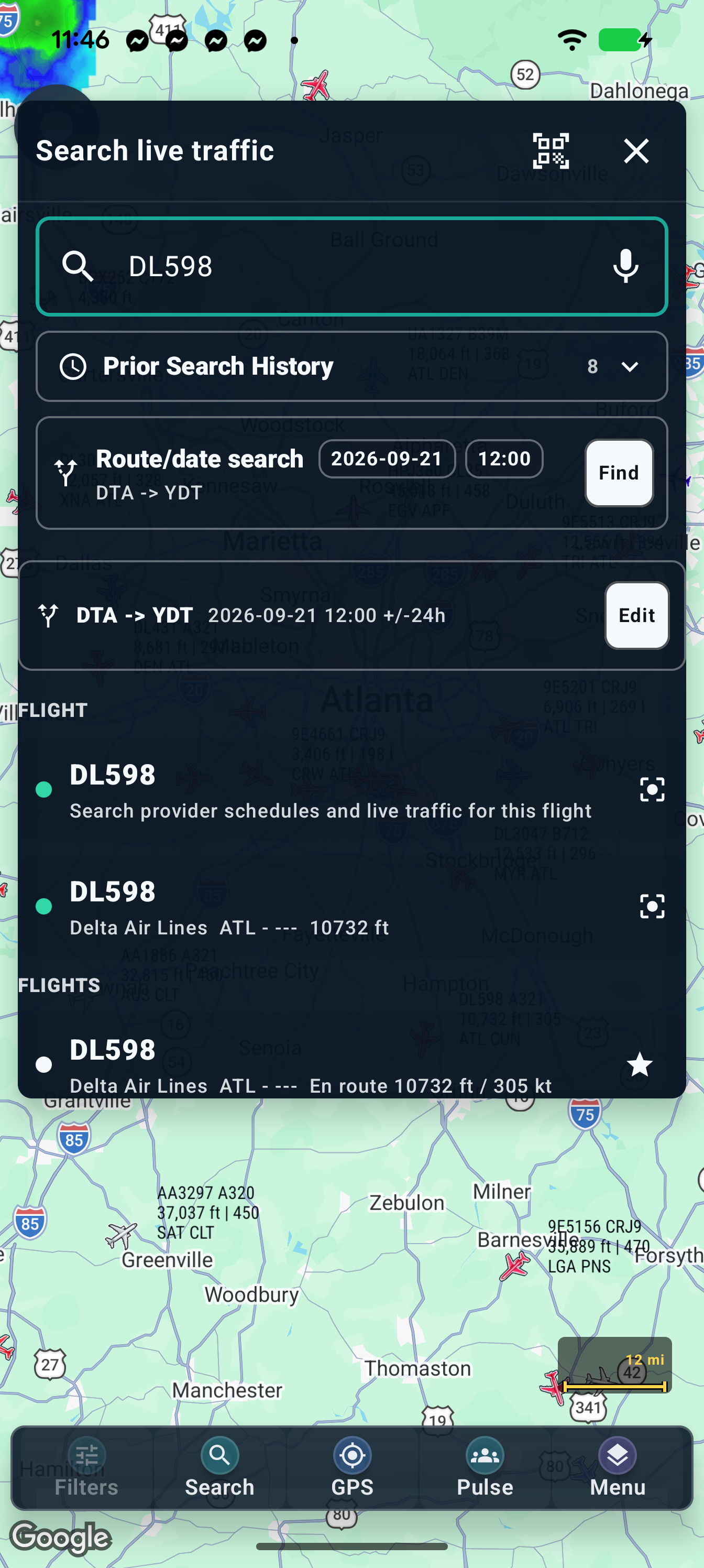 1. Type a query — search controls and example entry point.